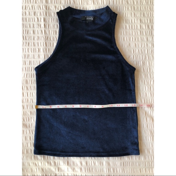 High Neck Royal Blue Velvet Top - Picture 5 of 5